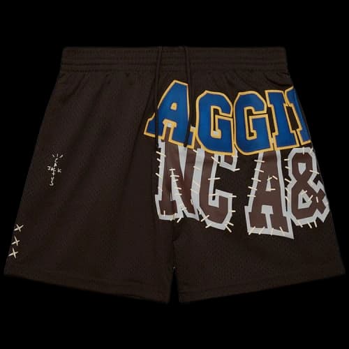 Cactus Jack by Travis Scott x Mitchell & Ness North Carolina A&T University Shorts 'Brown'