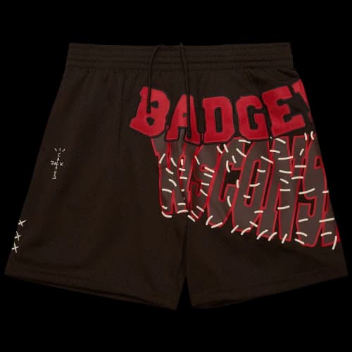 Cactus Jack by Travis Scott x Mitchell & Ness University Of Wisconsin Shorts 'Brown'