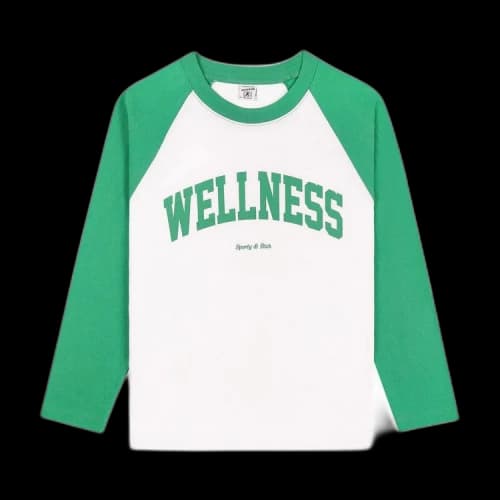 Sporty & Rich Wellness Ivy Baseball Tee 'Verde/White'