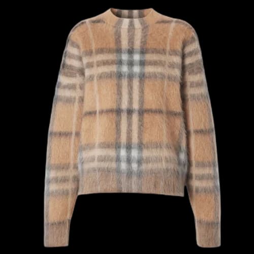 Burberry Womens Check Jacquard Woven Sweater Beige