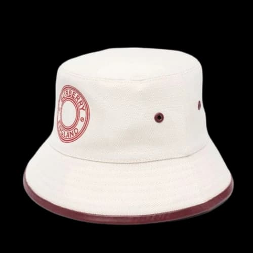 Burberry Womens Logo Print Bucket Hat Natural