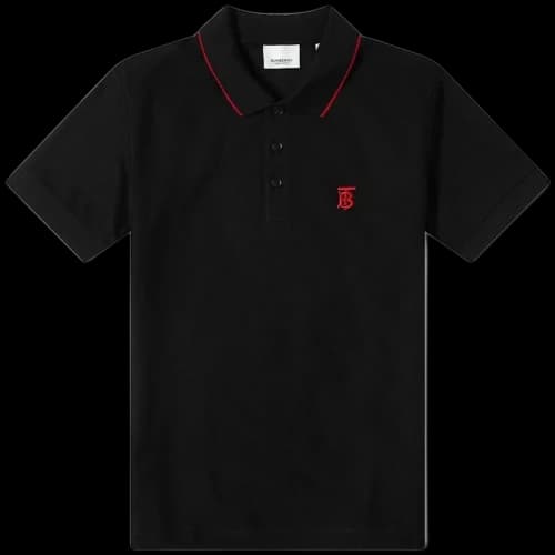 Burberry Logo Embroidered Polo Black