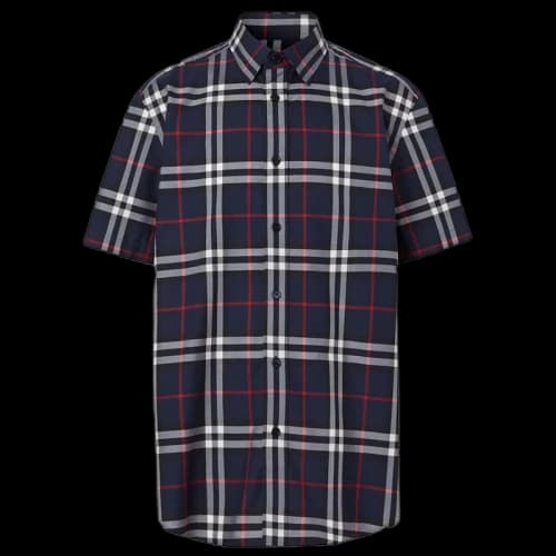 Burberry Check Print S/S Shirt Navy