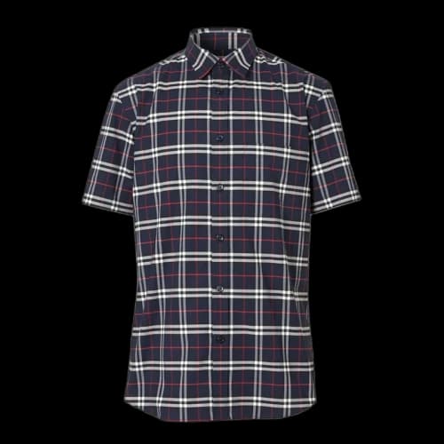 Burberry Check S/S Shirt Navy