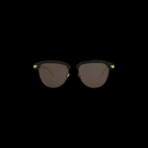 Bottega Veneta Round Frame Sunglasses 'Black/Gold/Grey'