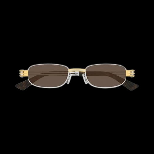 Bottega Veneta Rectangular Sunglasses 'Shiny Silver'
