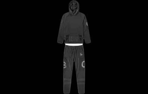 Nike x UNDERCOVER Crossover Solid Color Alphabet Printing Sports Hoodie Pants Suit Autumn Black / Black