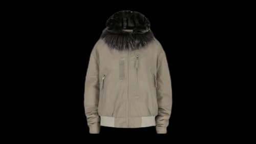 Givenchy Women's Cropped Bomber Jacket With 4G Fur Hood Mastic