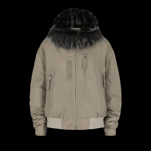 Givenchy Cropped Bomber Jacket with 4G Fur Hood 'Mastic'