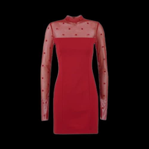 Givenchy Mock Neck Midi Tubino Dress 'Vermillion'