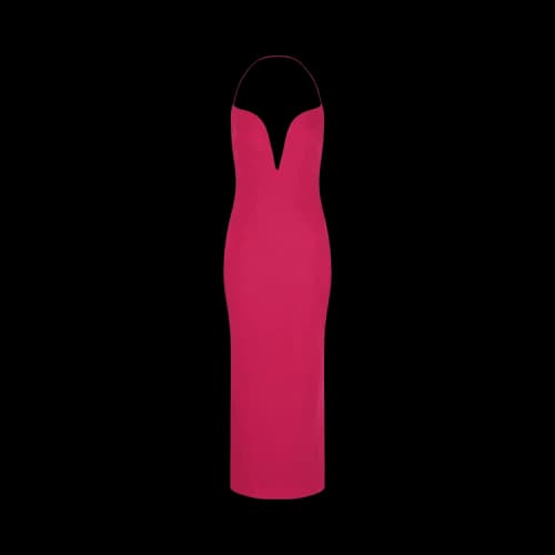 Givenchy Wool Dress with Plunging Neckline 'Fuchsia'