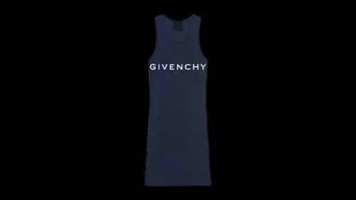 Givenchy Women's Tank Top Mini Ribbed Dark Navy Dress Blue