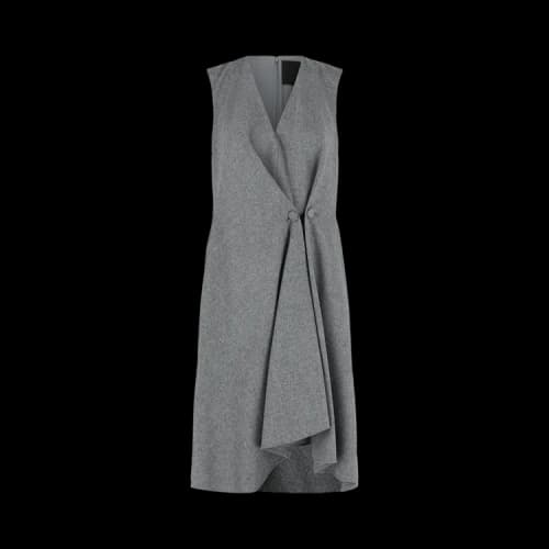 Givenchy V-Neck Gathered Wool Dress 'Grey'