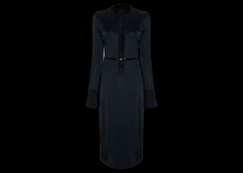 Givenchy Belted Polo-Collar Midi Dress Navy Blue