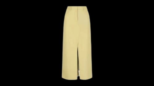 Givenchy Women's Leather Pencil Skirt With Front Split Pale Yellow