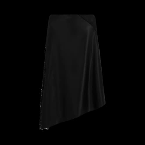 Givenchy Lace Insert Asymmetric Silk Midi Skirt 'Black'