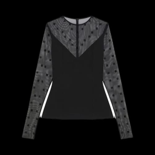 Givenchy 4G Tulle Long-Sleeve Top 'Black'
