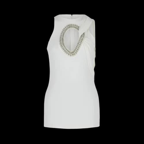 Givenchy Crystal Embellished/Beaded Cutout Top 'White'