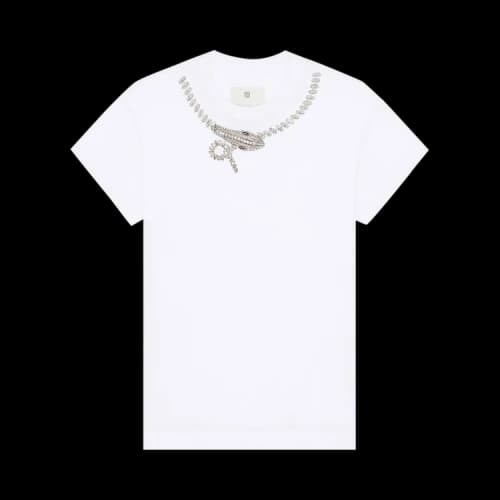 Givenchy Crystals Snake Slim Fit T-Shirt 'White'