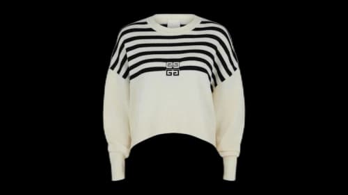 Givenchy Women's 4G Striped Sweater White Navy