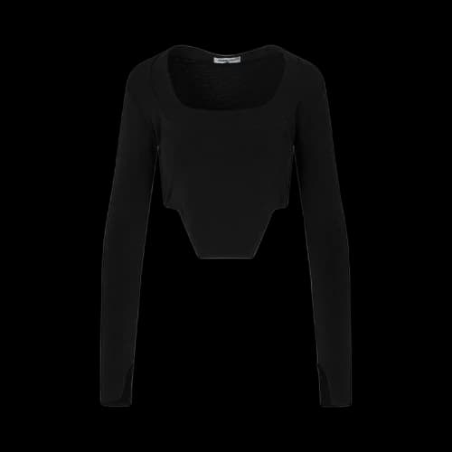 Ambush Cropped Asymmetric Hem Top 'Black'