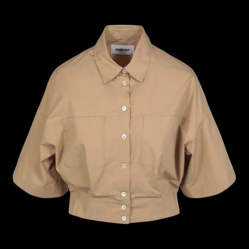 Ambush Cropped Short-Sleeve Shirt 'Beige'