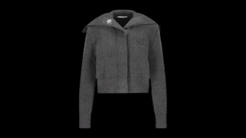 Givenchy Women's Big Collar Cardigan Slate Blend