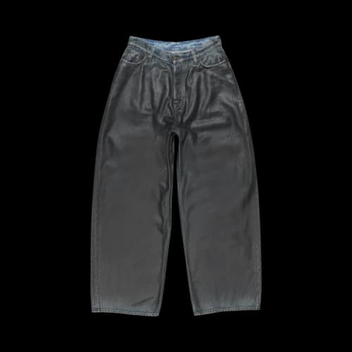 Acne Studios 2023 U Charcoal Leather Loose Fit Jeans 'Black'