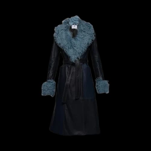 Marine Serre Double Breasted Leather Coat 'Blue'