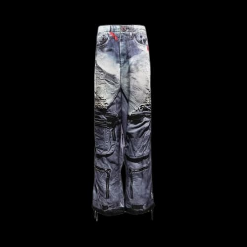 Maison Mihara Yasuhiro Trompe L'Oeil Parachute Pants 'Navy'