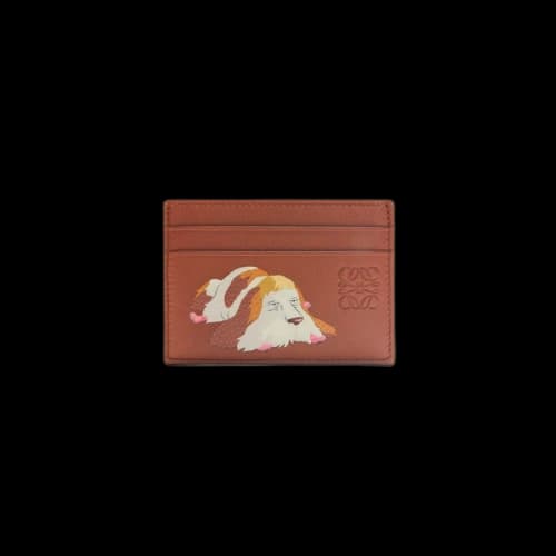 LOEWE x Howls Heen Plain Cardholder In Classic Calfskin Rust