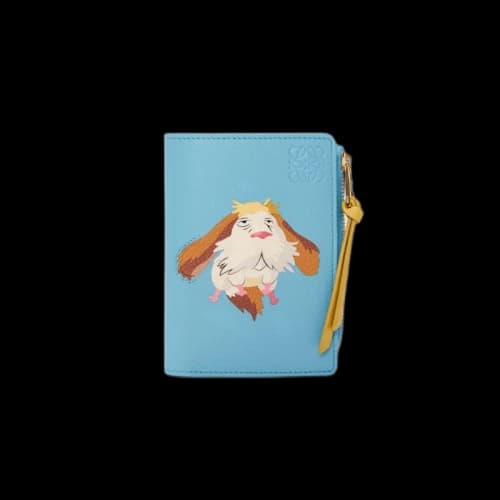 LOEWE x Howls Heen Slim Zip Bifold In Classic Calfskin Light Blue