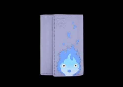 LOEWE x Howls Calcifer Small Vertical Wallet In Classic Calfskin Blueberry