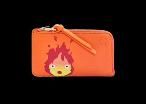 LOEWE x Howls Calcifer Coin Cardholder In Classic Calfskin Orange