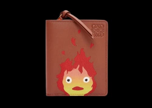 LOEWE x Howls Calcifer Compact Zip Wallet In Classic Calfskin Rust