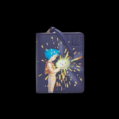 LOEWE x Howls Magical Sky Compact Zip Wallet In Classic Calfskin Marine