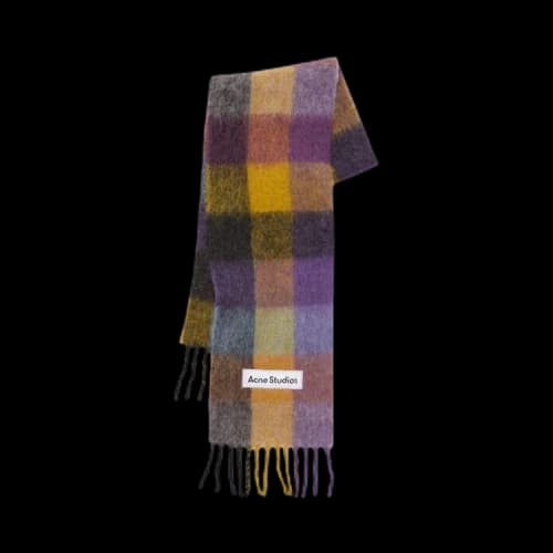 Acne Studios Mohair Checked Scarf 'Yellow/Purple'