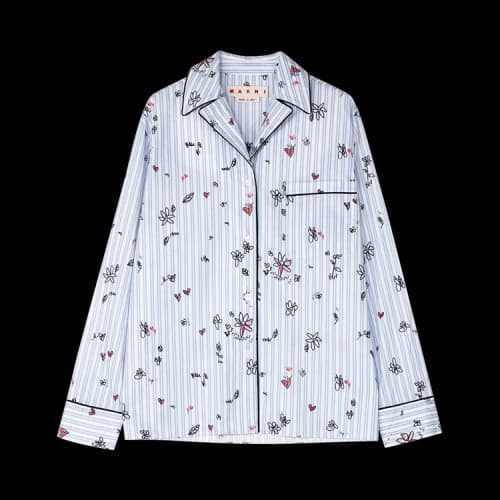 Marni Magic Garden Print Poplin Shirt 'Blue'