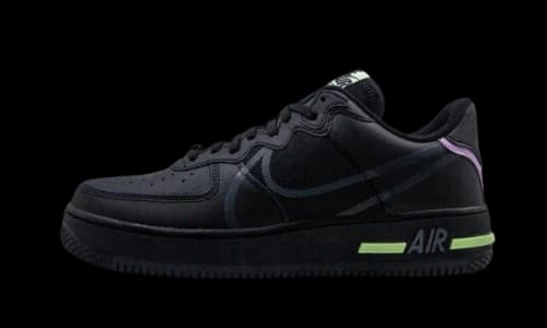 Nike Air Force 1 React Black Violet Star Barely Volt