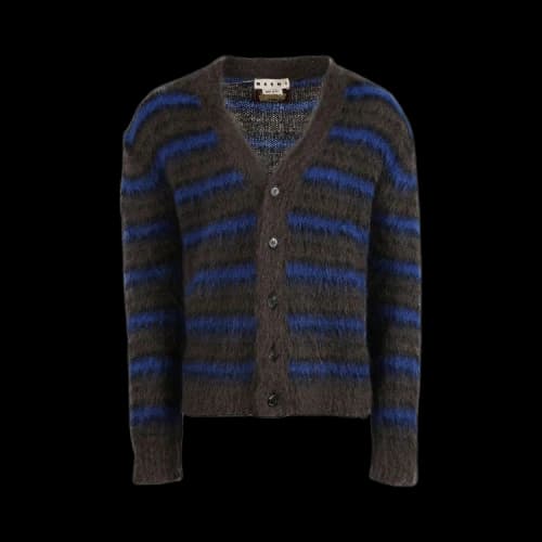 Marni Striped Mohair Cardigan 'Brown/Blue'