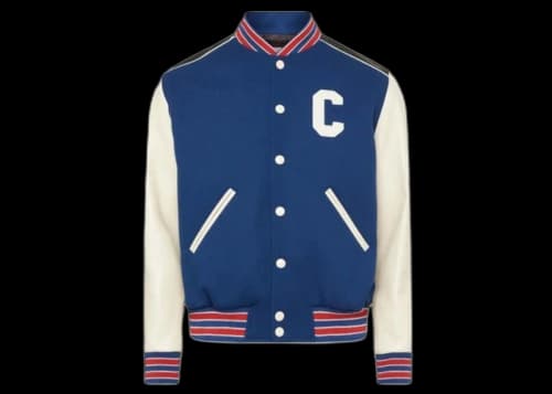 Celine Oversized Wool Varsity Jacket Cobalt