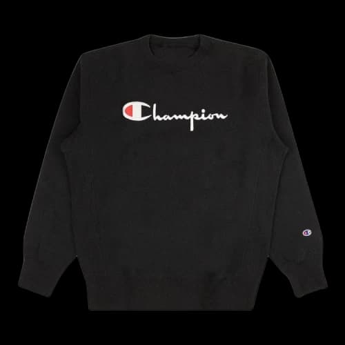 Champion Script Full Chest Logo Crewneck Sweatshirt 'Black'