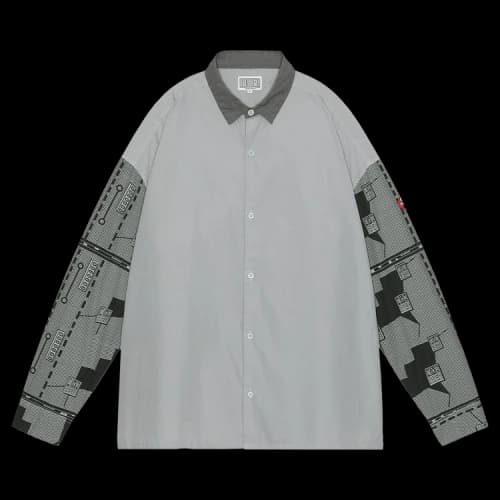 Cav Empt Overdye Grid Sleeve Big Shirt 'Grey'