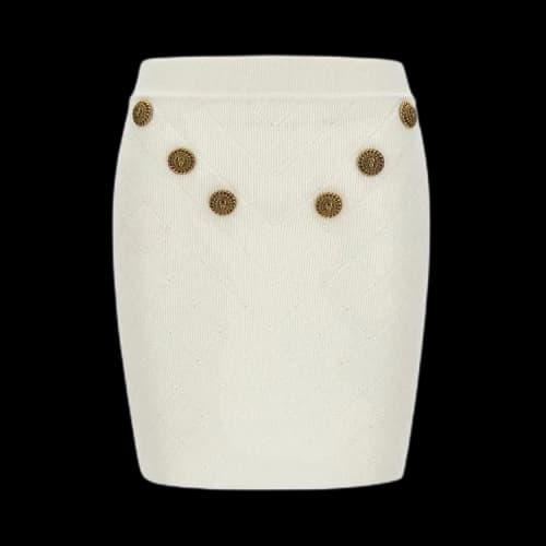 Balmain 6 Button Knit Skirt 'White'