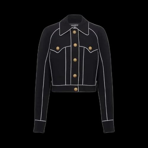 Balmain Buttoned Contrasted Western Crepe Jacket 'Black'