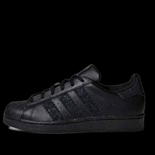 (GS) adidas originals Superstar J Cozy Wear-resistant Skateboarding Shoes 'Black'