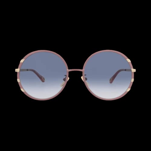 Chloé Round-Frame Metal Sunglasses 'Violet/Gold/Grey'