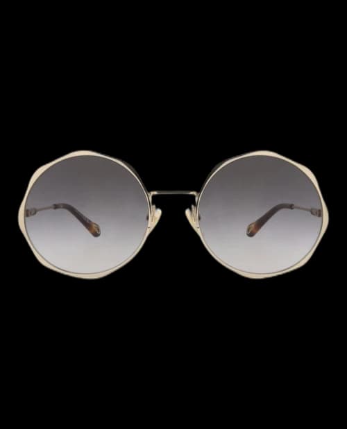 Chloe Round-Frame Metal Sunglasses Gold Gold Grey (CH0184S-30014099-001)