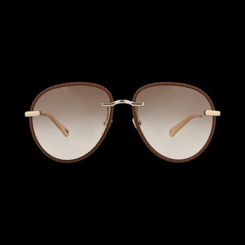 Chloé Aviator Frame Metal Sunglasses 'Gold/Brown'