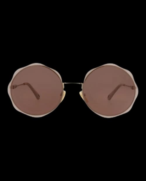 Chloe Round-Frame Metal Sunglasses Gold Gold Brown (CH0202S-30014664-004)